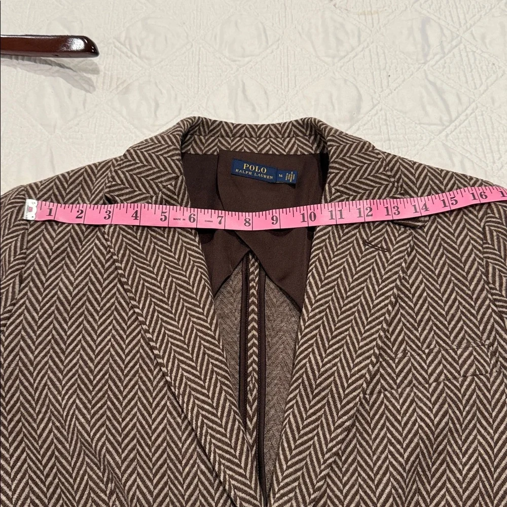 Polo Ralph Lauren Brown Cream Wool blend Blazer Size 16 - Picture 13 of 13